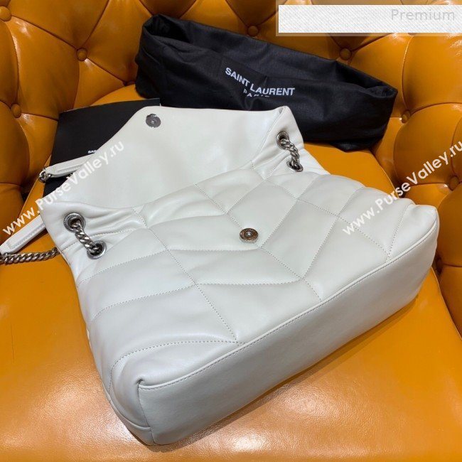 Saint Laurent Loulou Puffer Medium Bag in Quilted Lambskin 577475 White 2019 (JD-0010745)