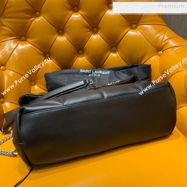 Saint Laurent Loulou Puffer Medium Bag in Quilted Lambskin 577475 Black/Silver 2019 (JD-0010744)