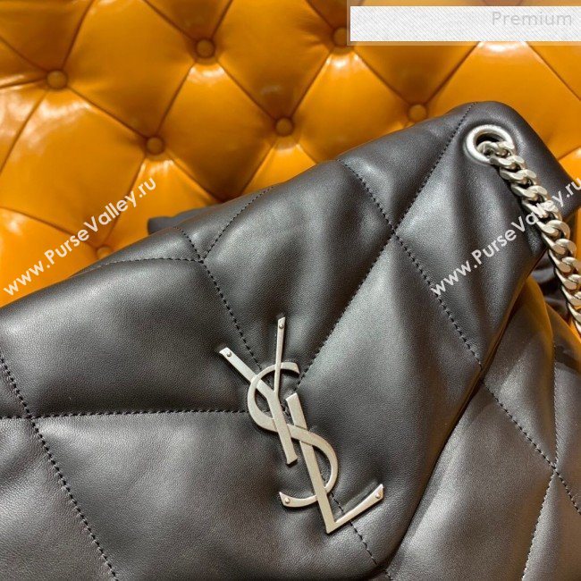 Saint Laurent Loulou Puffer Medium Bag in Quilted Lambskin 577475 Black/Silver 2019 (JD-0010744)