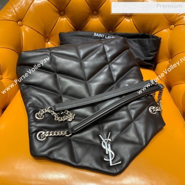 Saint Laurent Loulou Puffer Medium Bag in Quilted Lambskin 577475 Black/Silver 2019 (JD-0010744)