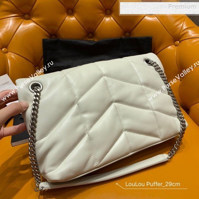 Saint Laurent Loulou Puffer Small Bag in Quilted Lambskin 577476 White 2019 (JD-0010741)