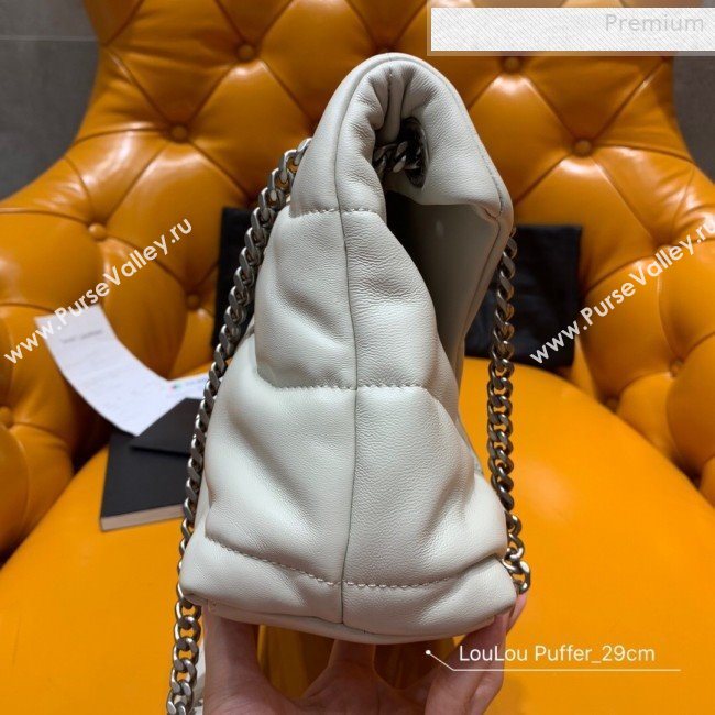 Saint Laurent Loulou Puffer Small Bag in Quilted Lambskin 577476 White 2019 (JD-0010741)