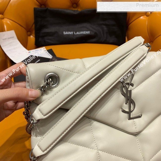 Saint Laurent Loulou Puffer Small Bag in Quilted Lambskin 577476 White 2019 (JD-0010741)