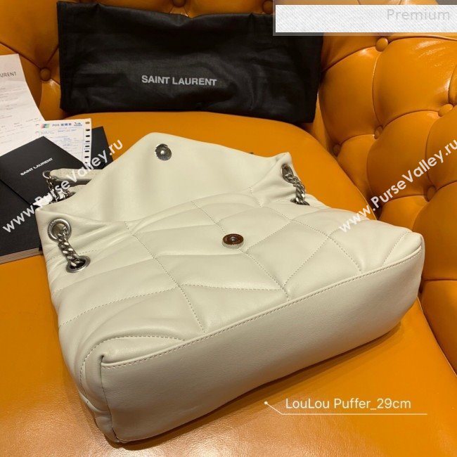 Saint Laurent Loulou Puffer Small Bag in Quilted Lambskin 577476 White 2019 (JD-0010741)