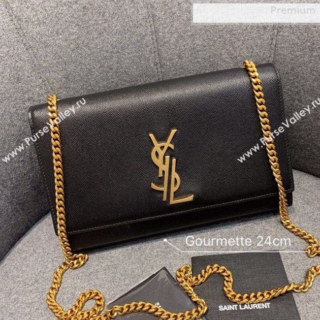 Saint Laurent Medium Kate Chain Crossbody Bag in Grained Leather 470428 Black 2019 (JD-0010746)