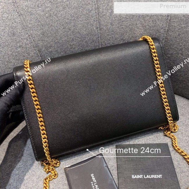 Saint Laurent Medium Kate Chain Crossbody Bag in Grained Leather 470428 Black 2019 (JD-0010746)