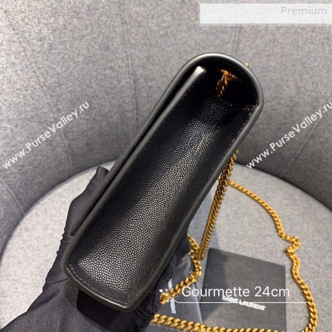 Saint Laurent Medium Kate Chain Crossbody Bag in Grained Leather 470428 Black 2019 (JD-0010746)