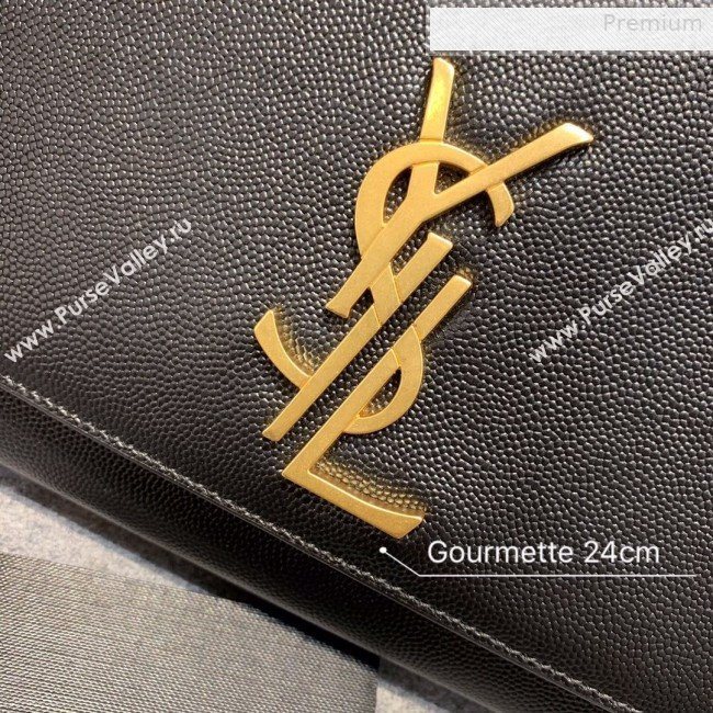 Saint Laurent Medium Kate Chain Crossbody Bag in Grained Leather 470428 Black 2019 (JD-0010746)