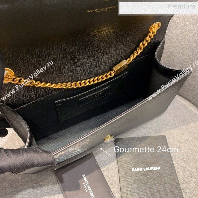 Saint Laurent Medium Kate Chain Crossbody Bag in Grained Leather 470428 Black 2019 (JD-0010746)