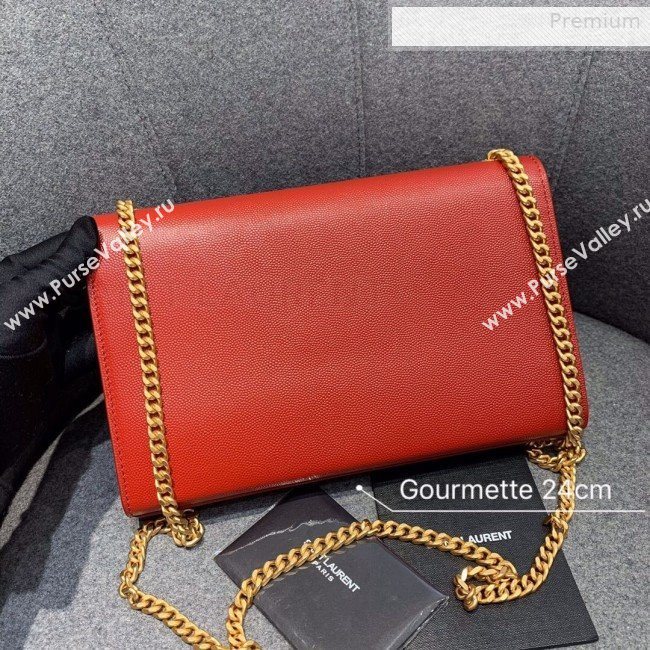 Saint Laurent Medium Kate Chain Crossbody Bag in Grained Leather 470428 Red 2019 (JD-0010747)