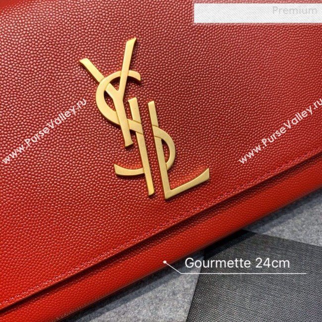 Saint Laurent Medium Kate Chain Crossbody Bag in Grained Leather 470428 Red 2019 (JD-0010747)