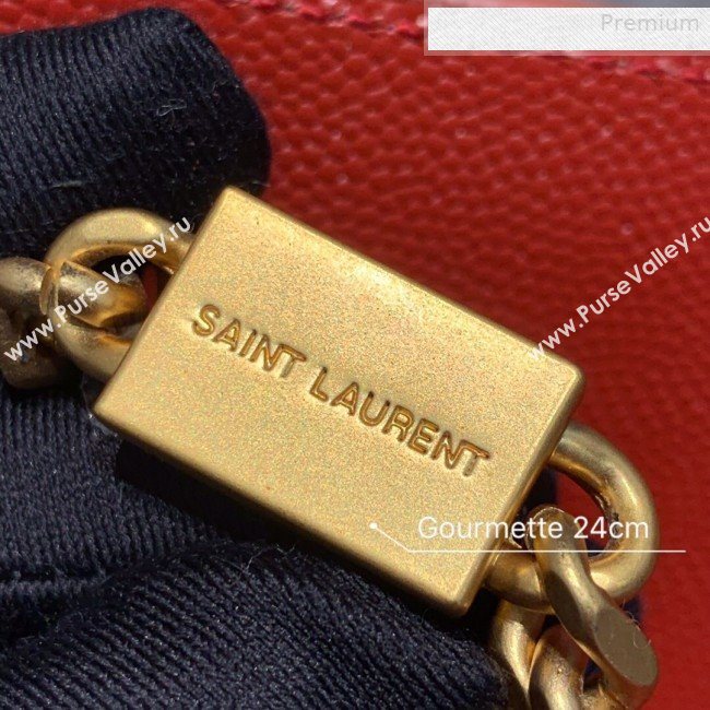 Saint Laurent Medium Kate Chain Crossbody Bag in Grained Leather 470428 Red 2019 (JD-0010747)