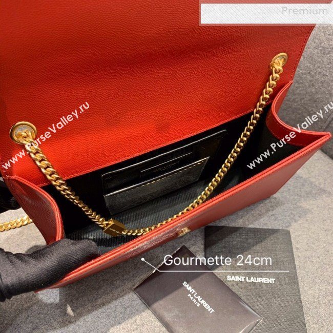 Saint Laurent Medium Kate Chain Crossbody Bag in Grained Leather 470428 Red 2019 (JD-0010747)