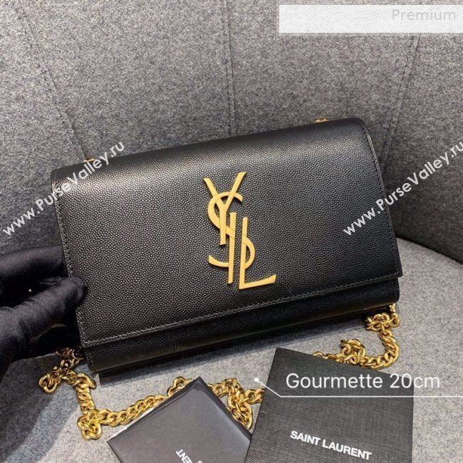 Saint Laurent Small Kate Chain Crossbody Bag in Grained Leather 470429 Black 2019 (JD-0010748)