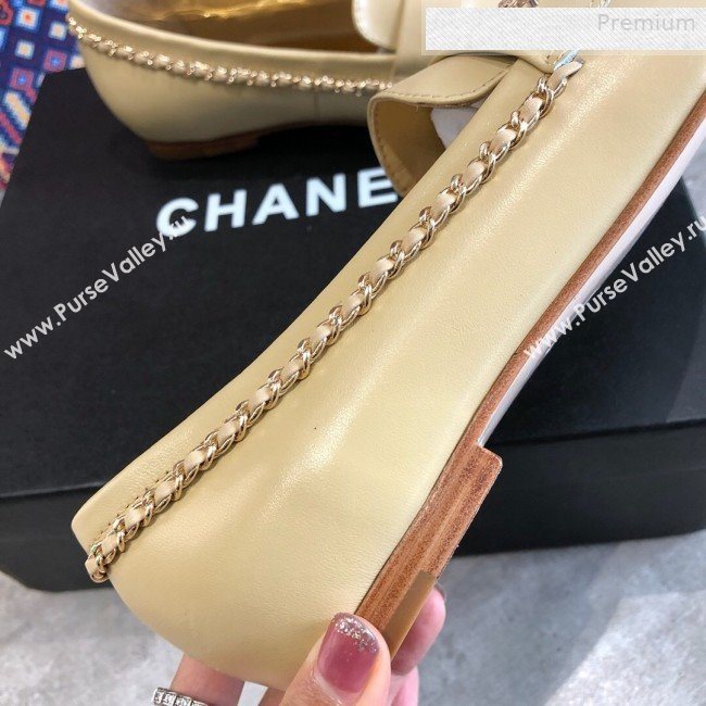 Chanel Lambskin Chain Flat Loafers G35631 Beige 2020 (DLY-0011033)