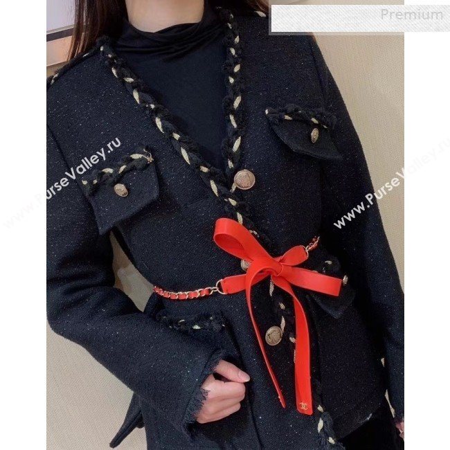 Chanel Leather Chain Bow Belt AA6619 Red 2019 (YF-0011045)