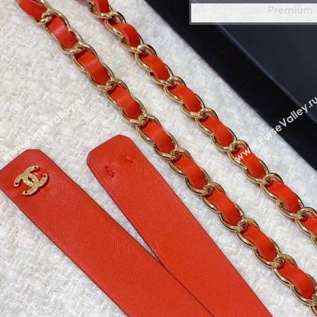 Chanel Leather Chain Bow Belt AA6619 Red 2019 (YF-0011045)