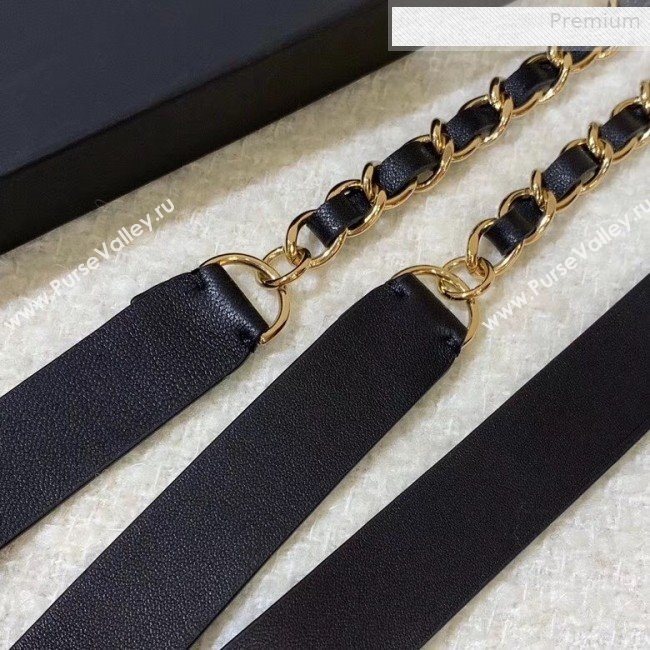 Chanel Leather Chain Bow Belt AA6619 Black 2019 (YF-0011046)
