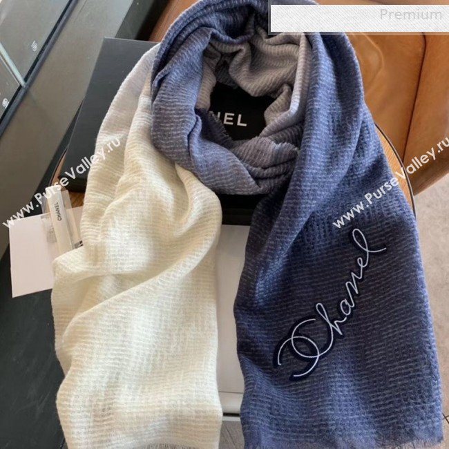 Chanel Cashmere Gradual Color Scarf 75x200cm Gray/Blue 2019 (WNS-0011108)