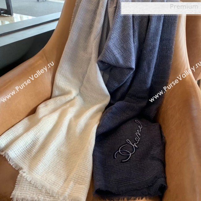 Chanel Cashmere Gradual Color Scarf 75x200cm Gray/Blue 2019 (WNS-0011108)