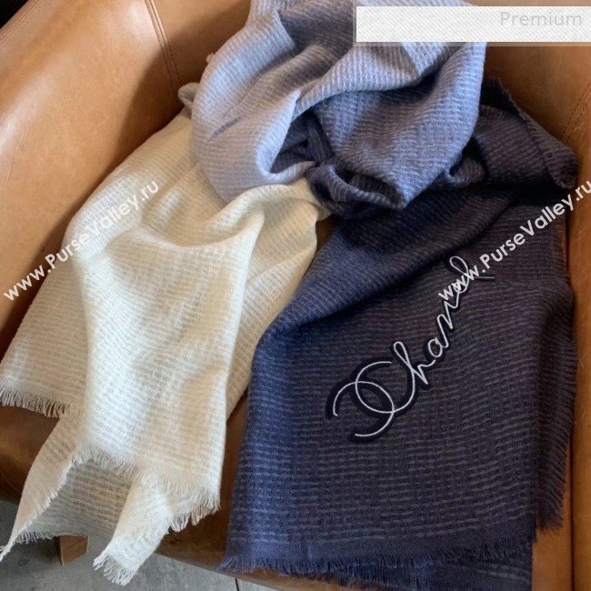 Chanel Cashmere Gradual Color Scarf 75x200cm Gray/Blue 2019 (WNS-0011108)