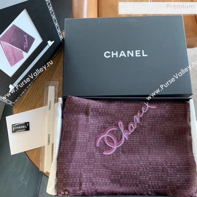 Chanel Cashmere Gradual Color Scarf 75x200cm Brick Red 2019 (WNS-0011109)