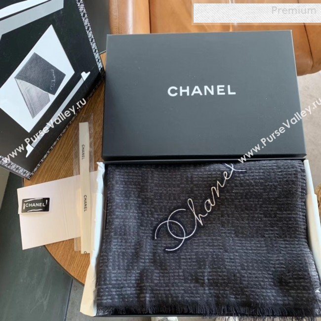 Chanel Cashmere Gradual Color Scarf 75x200cm Gray/Black 2019 (WNS-0011110)