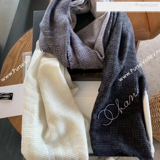 Chanel Cashmere Gradual Color Scarf 75x200cm Gray/Black 2019 (WNS-0011110)