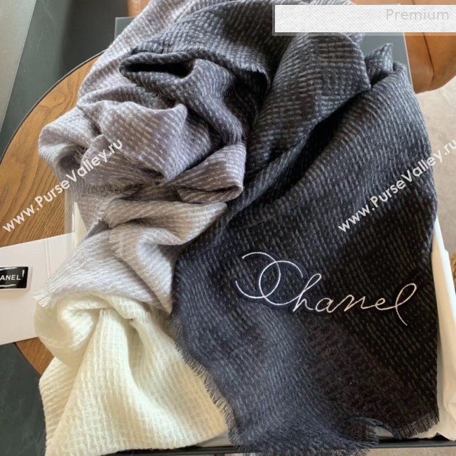 Chanel Cashmere Gradual Color Scarf 75x200cm Gray/Black 2019 (WNS-0011110)