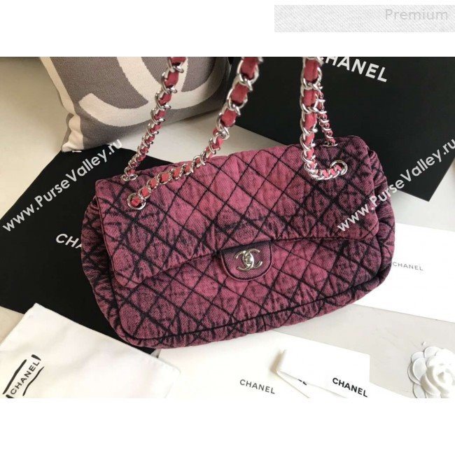 Chanel Quilted Denim Large Flap Bag Pink 2020 (XING-0010204)