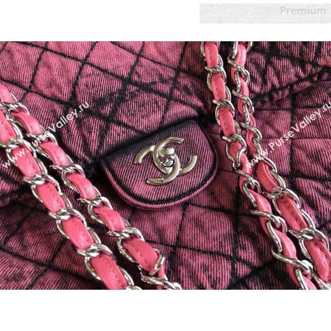 Chanel Quilted Denim Large Flap Bag Pink 2020 (XING-0010204)