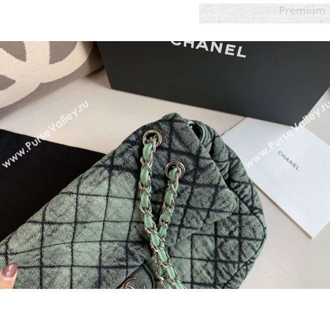 Chanel Quilted Denim Large Flap Bag Green 2020 (XING-0010205)