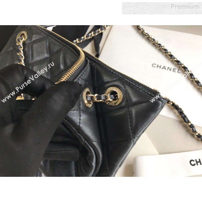 Chanel Quilted Shiny Lambskin Double Clutch with Chain AP1073 Black 2019 (XING-0010206)