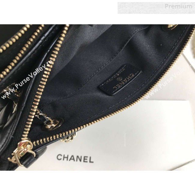 Chanel Quilted Shiny Lambskin Double Clutch with Chain AP1073 Black 2019 (XING-0010206)