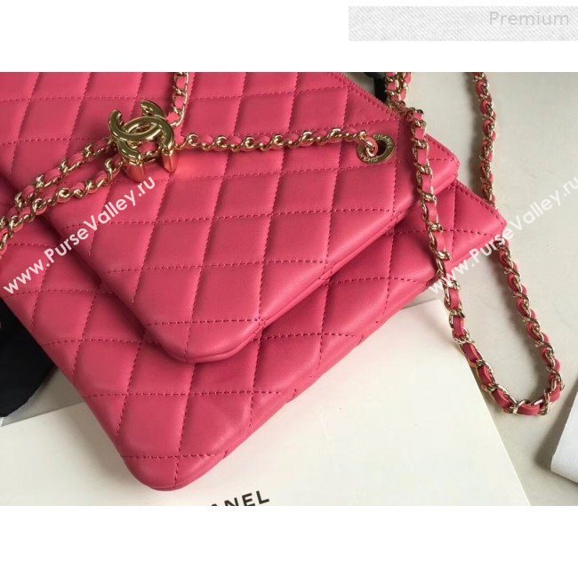 Chanel Quilted Shiny Lambskin Double Clutch with Chain AP1073 Pink 2019 (XING-0010207)