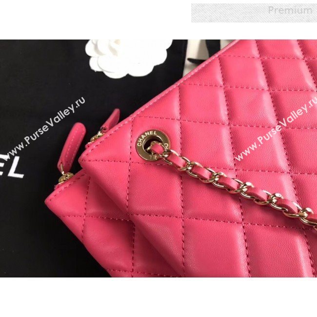 Chanel Quilted Shiny Lambskin Double Clutch with Chain AP1073 Pink 2019 (XING-0010207)