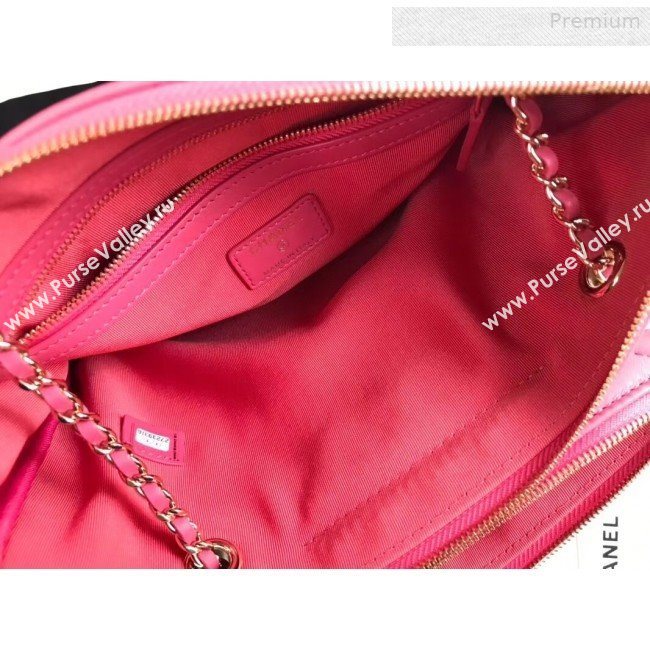Chanel Quilted Shiny Lambskin Double Clutch with Chain AP1073 Pink 2019 (XING-0010207)