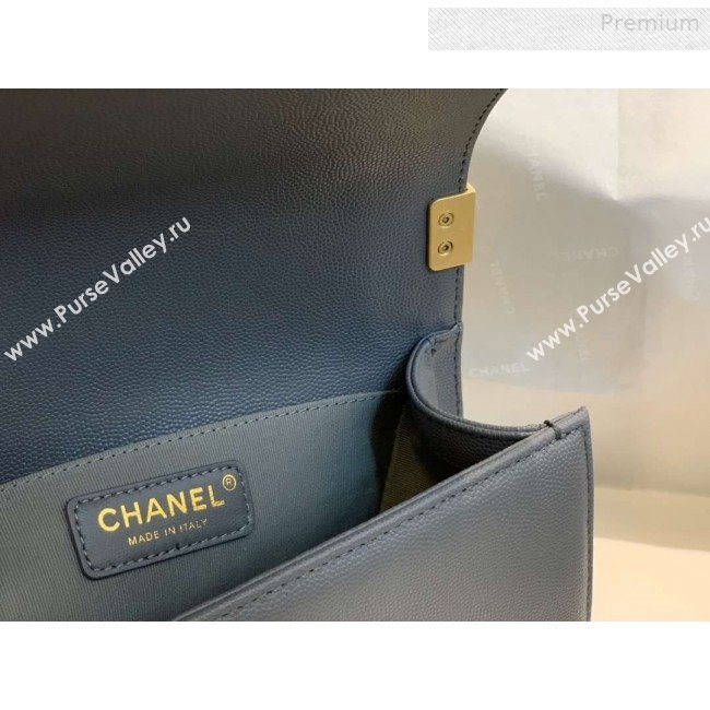 Chanel Chevron Grained Calfskin Small Boy Flap Bag A67085 Gray/Bright Gold 2019 (SMJD-0010208)