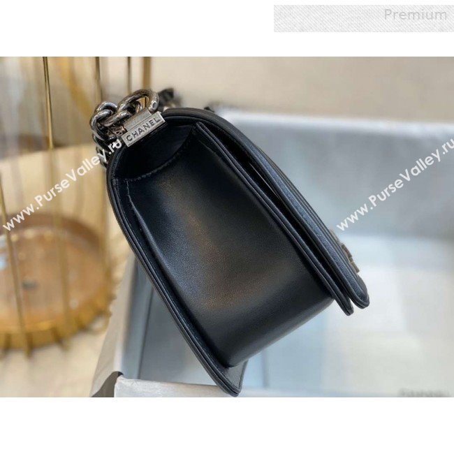 Chanel Chevron Lambskin Medium Boy Flap Bag A67086 Black/Vintage Silver 2019 (SMJD-0010210)