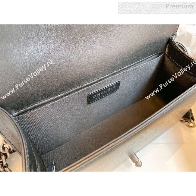 Chanel Chevron Lambskin Medium Boy Flap Bag A67086 Black/Vintage Silver 2019 (SMJD-0010210)