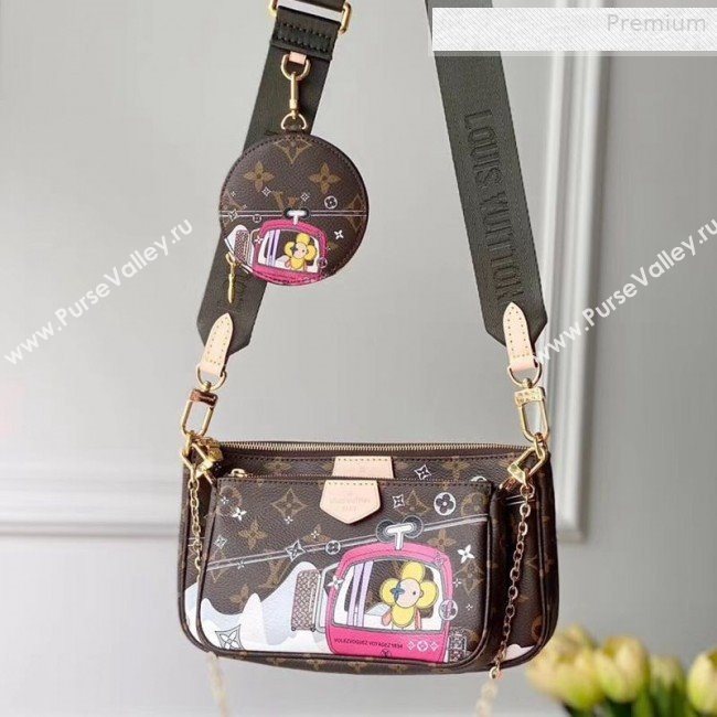 Louis Vuitton Multi-Pochette Accessoires Triple Monogram Canvas Print Shoulder Bag M44840 Pink 2019 (KI-0010221)