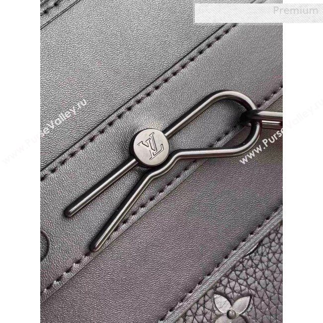 Louis Vuitton Mens Steamer PM Monogram Embossed Leather Top Handle Bag M44473 Black/Orange 2019 (KI-0010229)