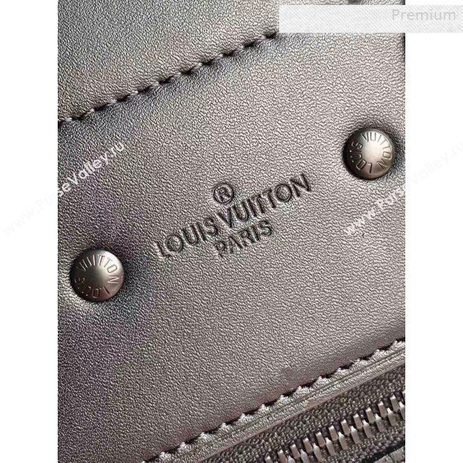 Louis Vuitton Mens Steamer PM Monogram Embossed Leather Top Handle Bag M44473 Black/Orange 2019 (KI-0010229)