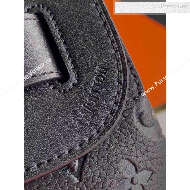 Louis Vuitton Mens Steamer PM Monogram Embossed Leather Top Handle Bag M44473 Black/Orange 2019 (KI-0010229)