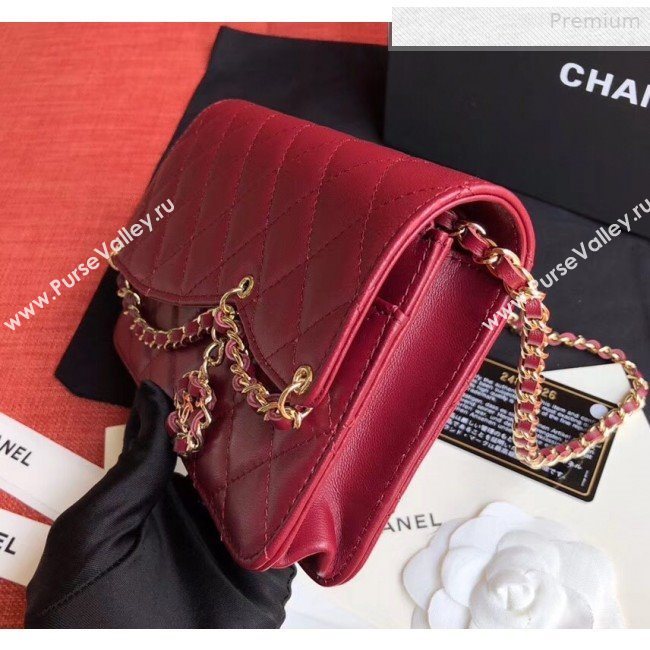 Chanel Quilted Lambskin Tassel Wallet on Chain WOC AP0278 Burgundy 2019 (XING-0010330)