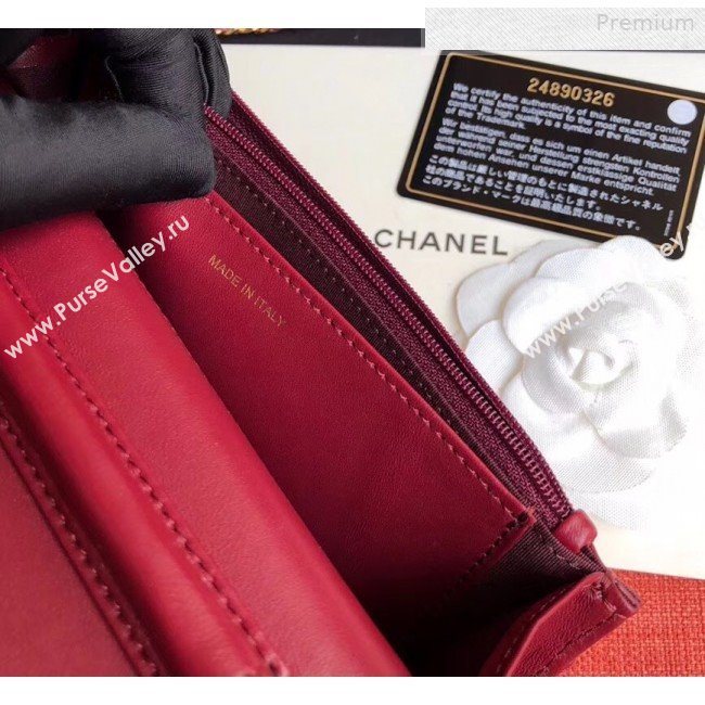 Chanel Quilted Lambskin Tassel Wallet on Chain WOC AP0278 Burgundy 2019 (XING-0010330)