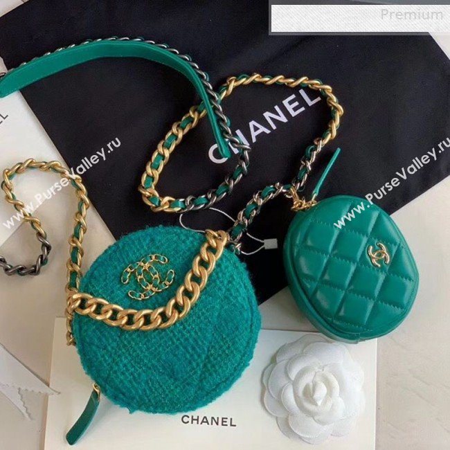 Chanel 19 Tweed Clutch with Chain &amp; Coin Purse AP0986 Green 2019 (XING-0010333)