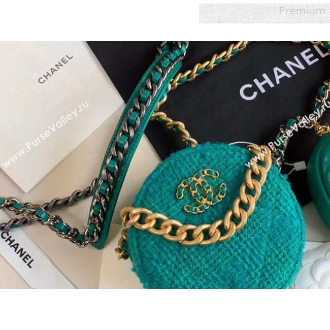 Chanel 19 Tweed Clutch with Chain &amp; Coin Purse AP0986 Green 2019 (XING-0010333)