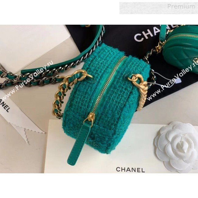Chanel 19 Tweed Clutch with Chain &amp; Coin Purse AP0986 Green 2019 (XING-0010333)