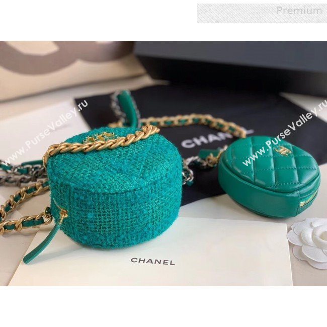Chanel 19 Tweed Clutch with Chain &amp; Coin Purse AP0986 Green 2019 (XING-0010333)